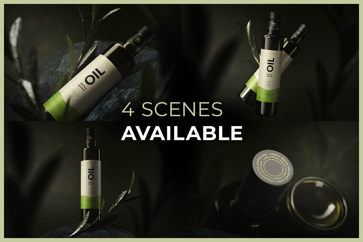 Olive Oil Bottle Mockup, a Packaging Mockup by AY Mock-Ups (Photo 2 of 10)
