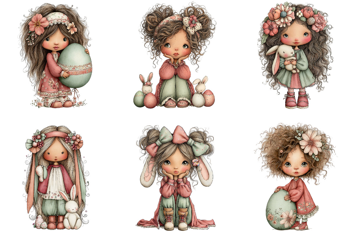 Whimsical Easter Girl Clipart, an Illustration by CraftArtStudio (Photo 5 of 6)