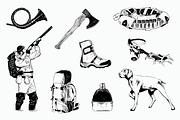 Hunting hand drawn logo elements, an Animal Illustration by Akimo Mia (Thumbnail 2 of 6)