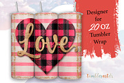 Buffalo Plaid Love Heart Tumbler, a Pattern Graphic by TumblerArtDS (Thumbnail 1 of 3)