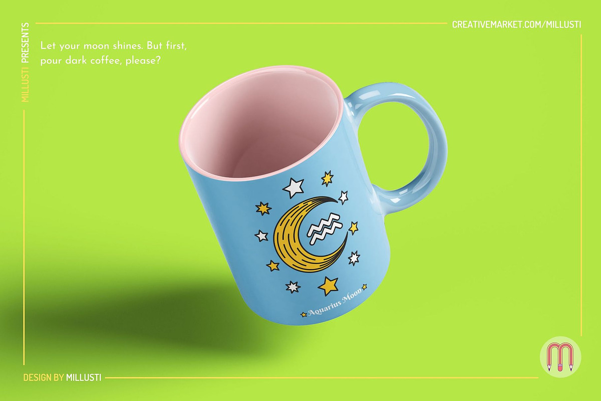 12 Astrology Zodiac Moon Sign Lunar, an Object Graphic by Millusti (Photo 9 of 9)