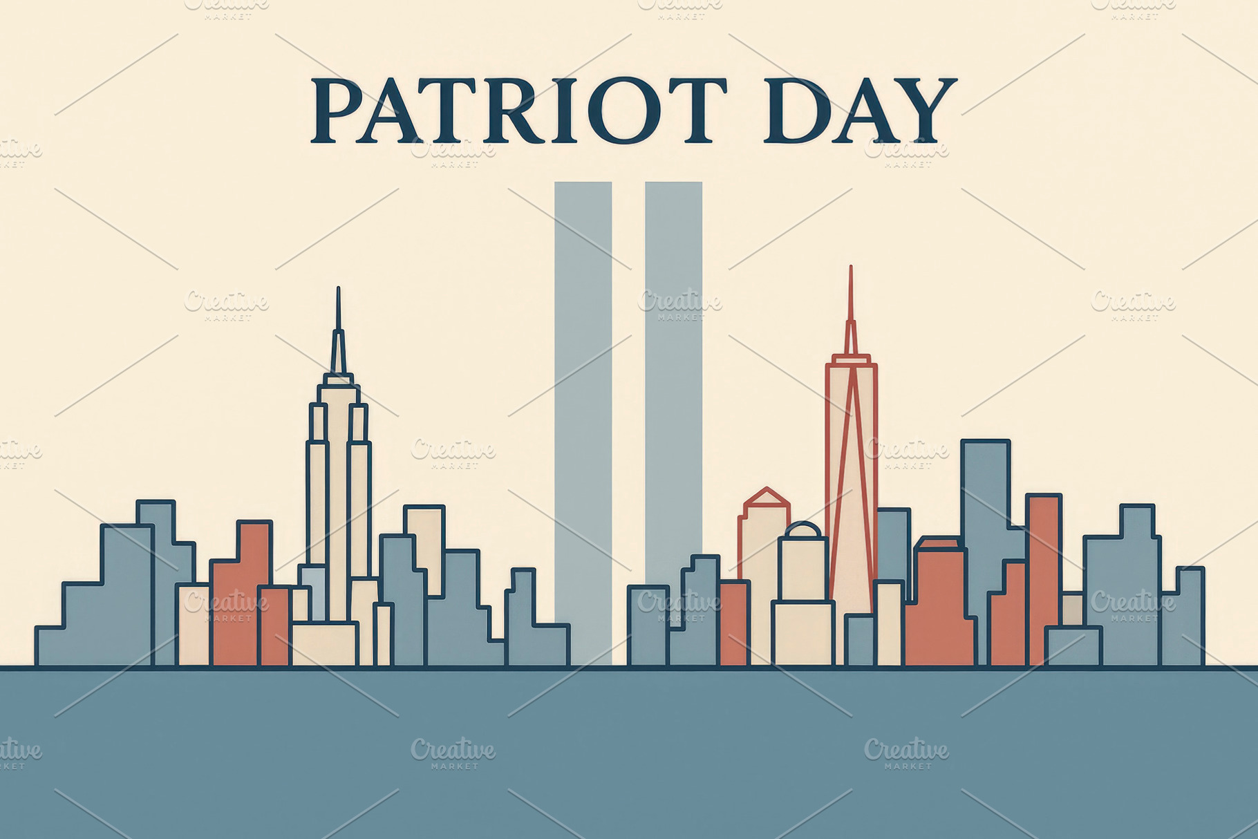 New York skyline in patriotic colors, generative AI, a Photo by Nito