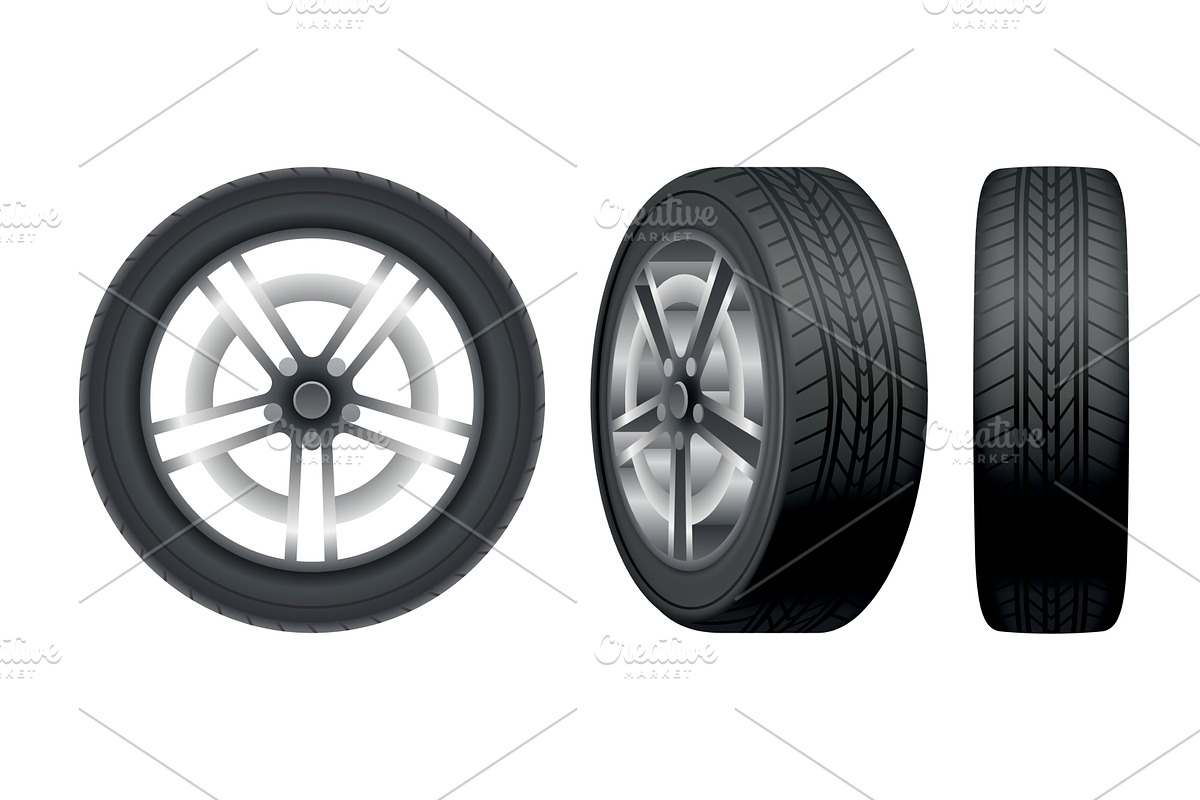 Car tires of rubber with disks, an Object Illustration by Things for designers