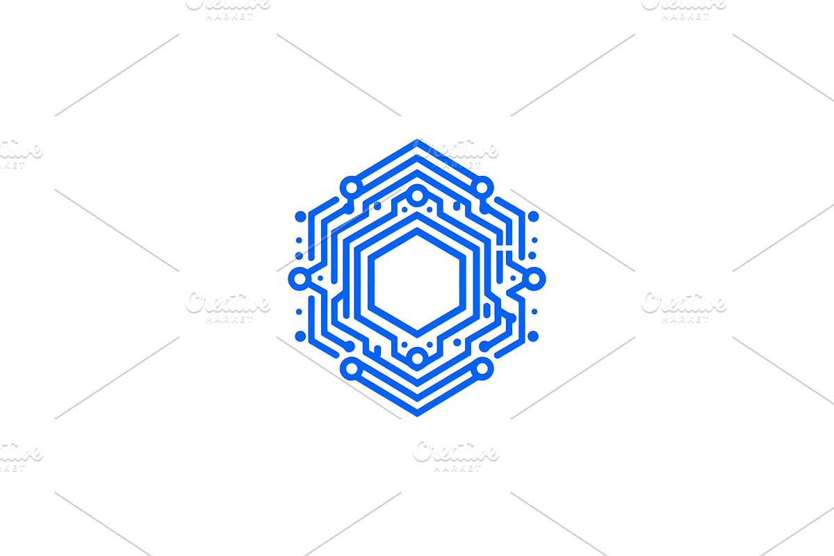 Modern Geometric Circuit Hexagon Log, a Branding & Logo Template by Vectorium Studio (Photo 1 of 9)