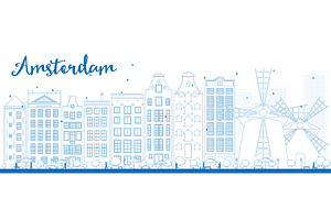 Outline Amsterdam City Skyline