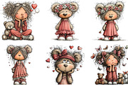 Whimsical Teddy Bear Girl Clipart, an Illustration by CraftArtStudio (Thumbnail 2 of 6)
