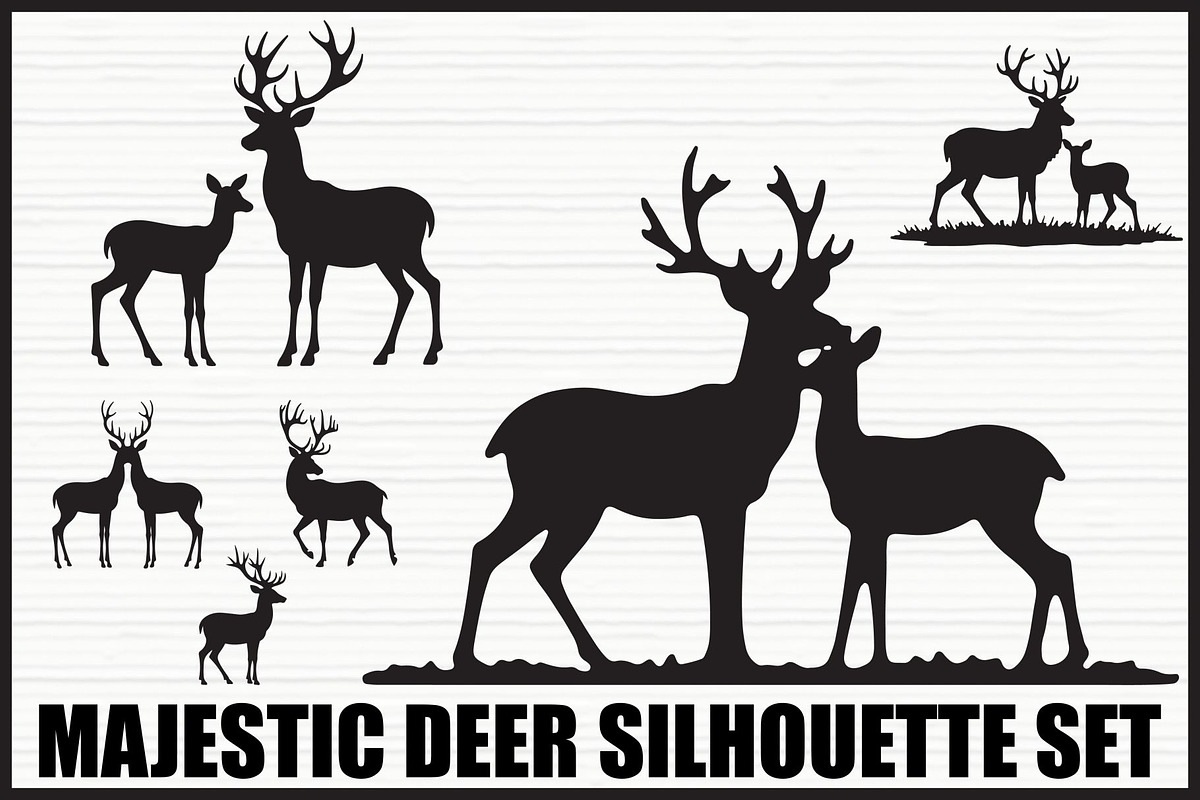 Majestic Deer Forest Silhouettes, an Illustration by hafijul (Photo 1 of 7)