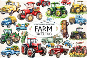 Farm Tractor Truck Watercolor, an Illustration by Watercolor design