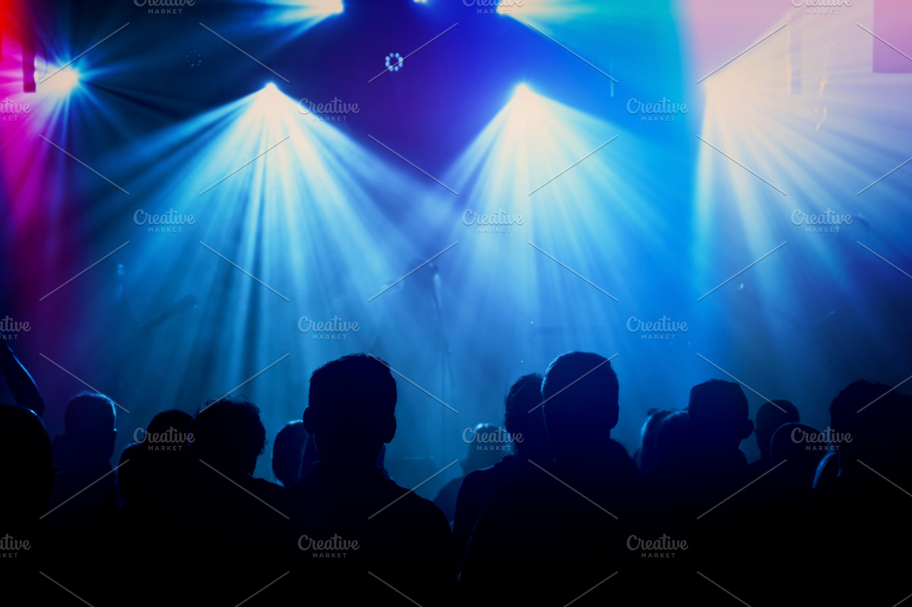 People at rock concert containing band, concert, and light, an Arts & Entertainment Photo by Milosz Aniol