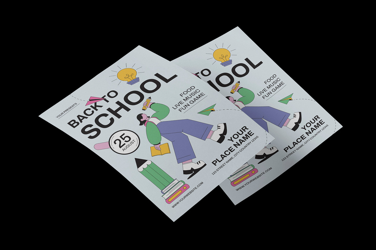 Flat Vector Back to School Flyer, a Flyer Template by Neermana (Photo 3 of 4)