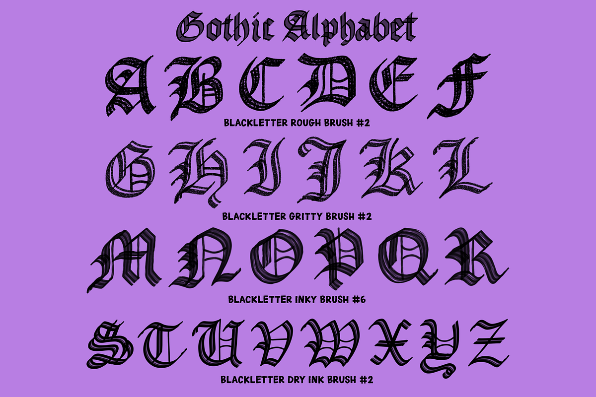 Procreate Blackletter Calligraphy, a Brush Add-On by AlwaysBeColoring (Photo 11 of 11)