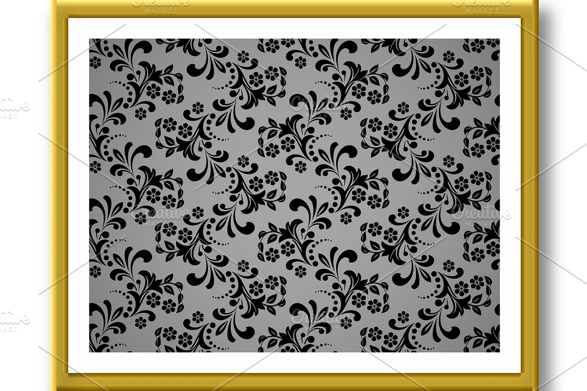 Flower pattern. Seamless black and, a Decorative Illustration by RODINA (Photo 2 of 3)