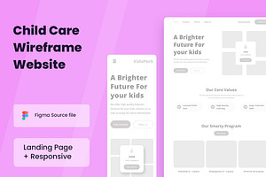 Child Care Wireframe Website, a Websites & App Template by INSPR STD