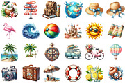 Watercolor Summer Travel Clipart, an Illustration by Sublimation Artist (Thumbnail 2 of 6)