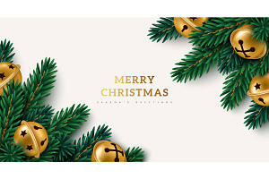 Christmas fir tree branch frame