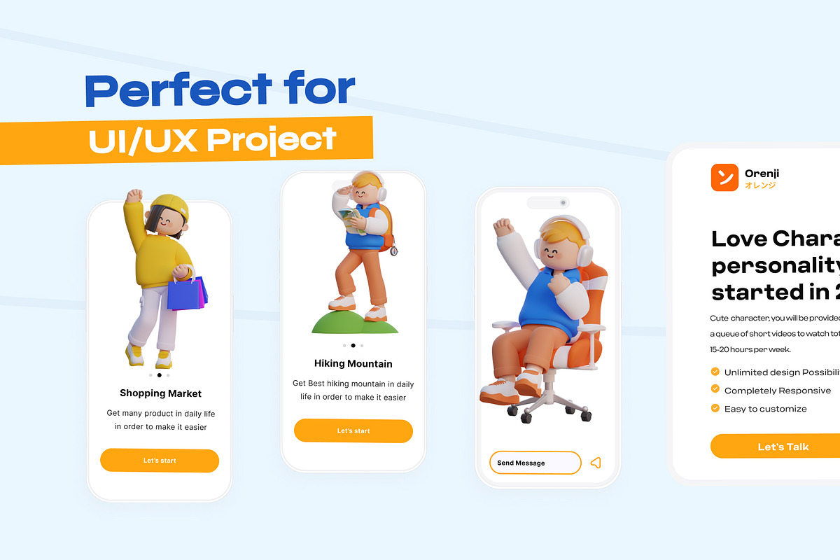 Cute 3D characters, an Object 3D Model by orenjidesign (Photo 5 of 8)