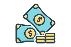Cash coin color icon, a Duotone Icon by Creative priyanka