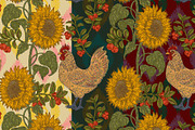 Sunflowers Cranberries and Hen, a Pattern Graphic by NayaChu (Thumbnail 7 of 9)