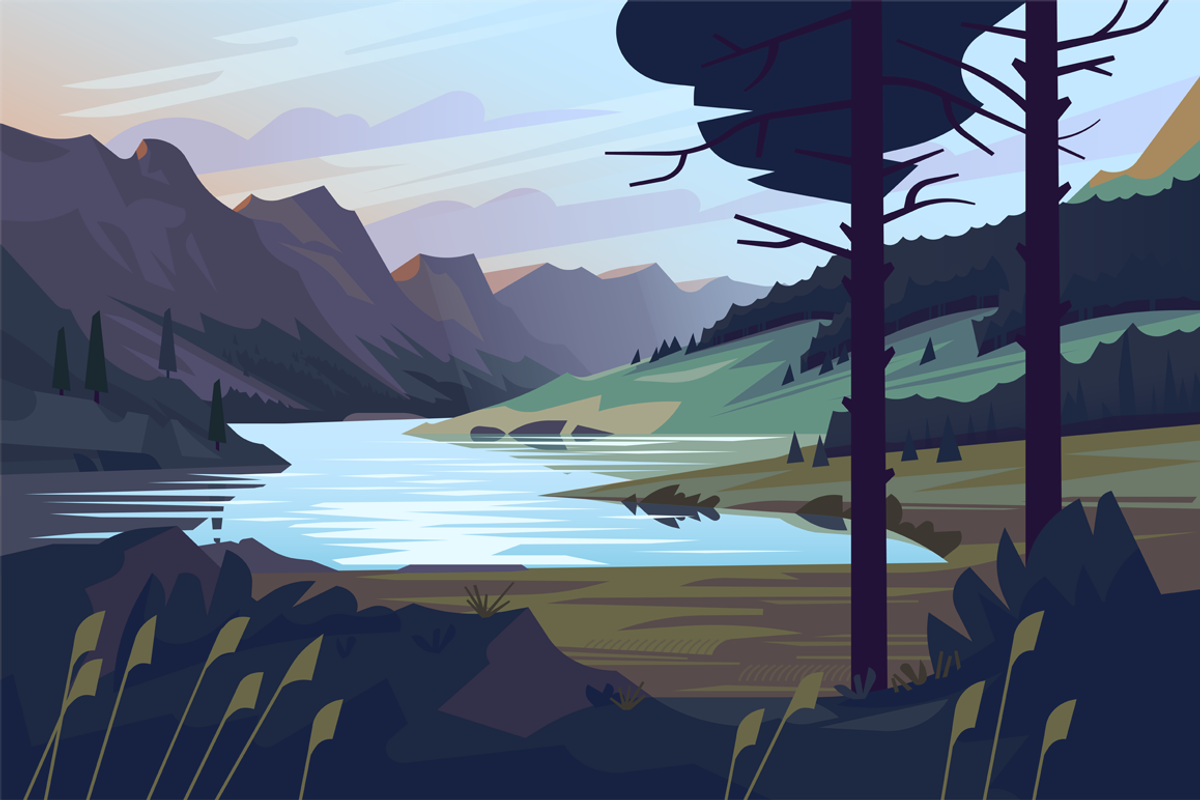 Mountain Lake Scenery, an Illustration by Masha Tace (Photo 1 of 2)