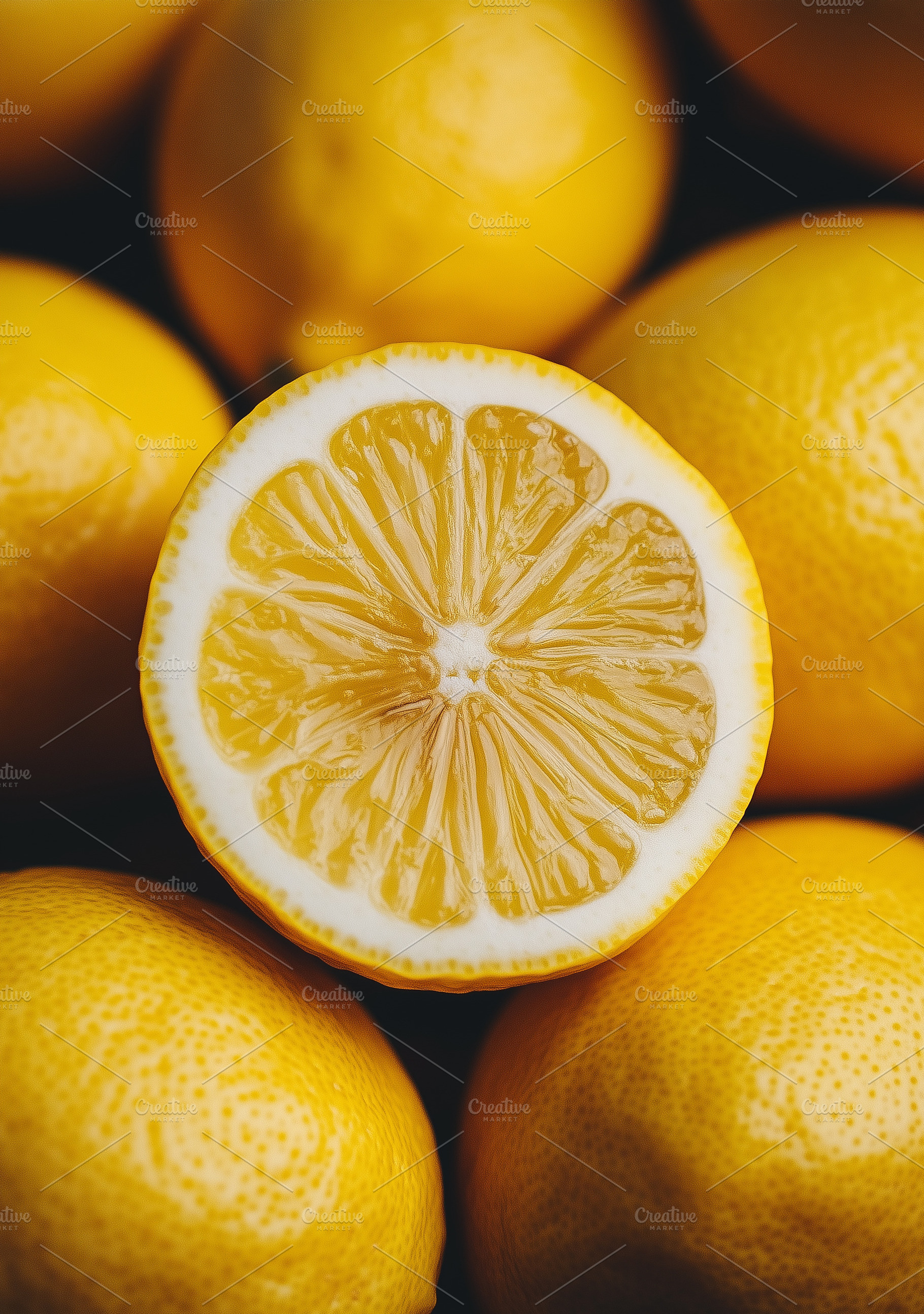 Close up of a juicy lemon half place, a Food & Drink Photo by MistyDay