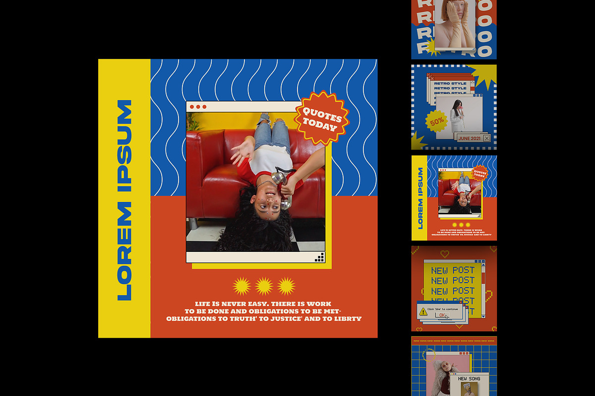 Retro 90s Instagram Pack, a Social Media Template by Pixflow (Photo 3 of 9)