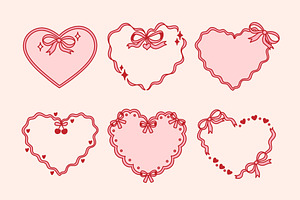 Set Coquette Heart Frames with Bows