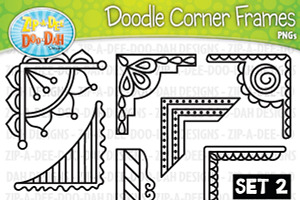 Doodle Corner Frames Clipart Set 2