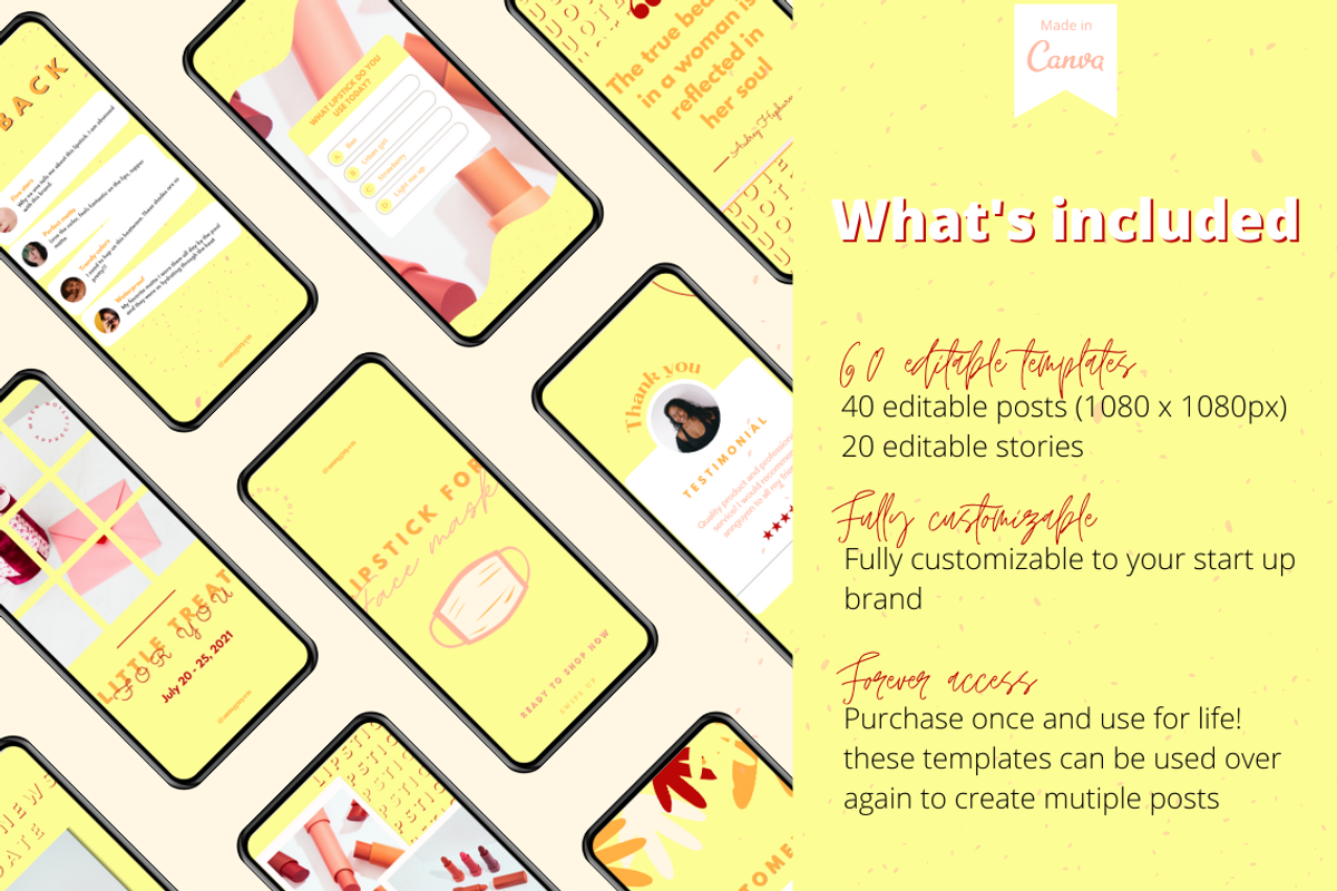 60 Yellow Candy Instagram template, a Social Media Template by LemonNguyen (Photo 3 of 6)