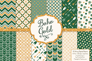 Emerald Green Glitter Digital Papers, a Pattern Graphic by Amanda Ilkov
