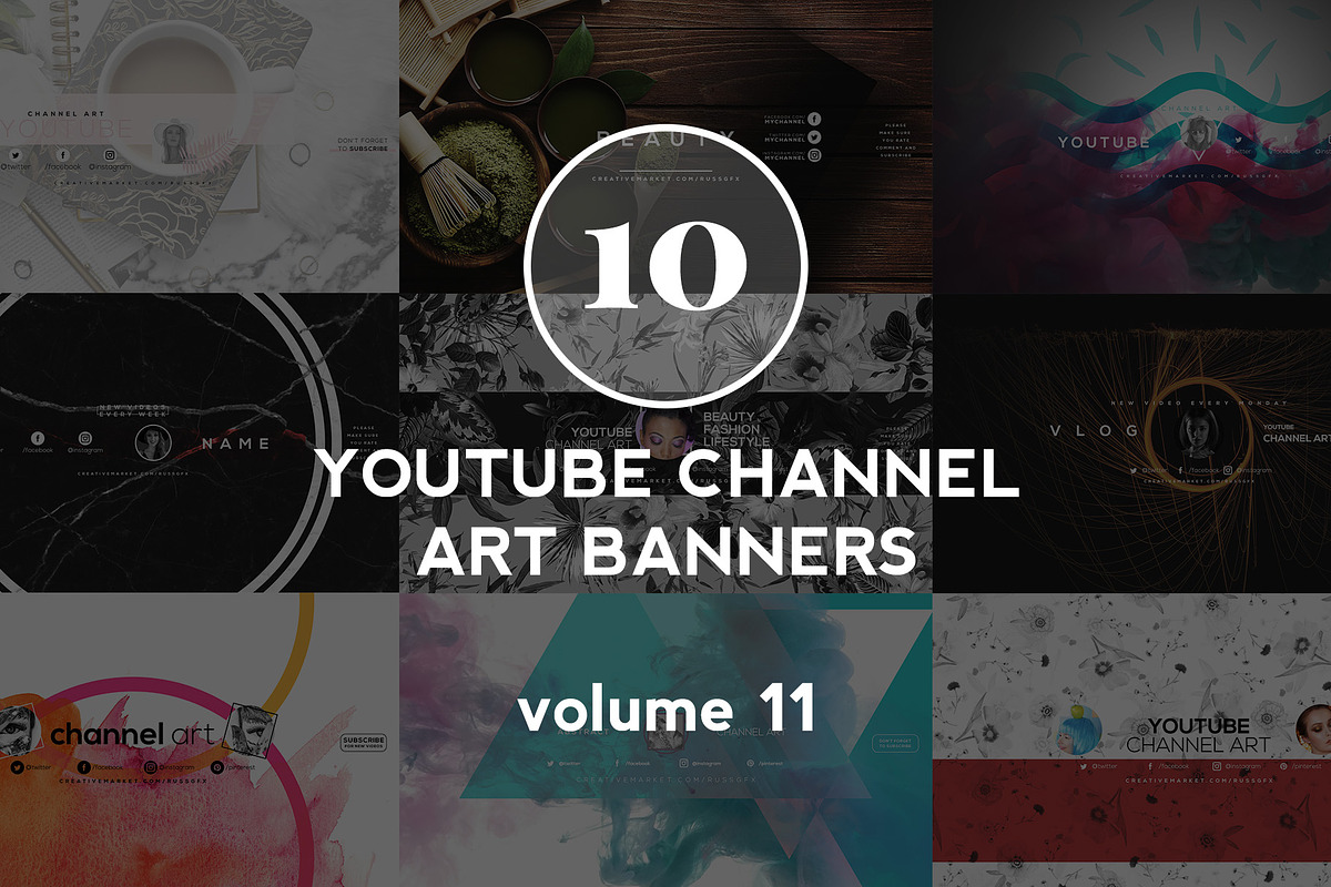 10 Youtube Channel Art Banners vol11, a Social Media Template by RussGFX (Photo 1 of 13)