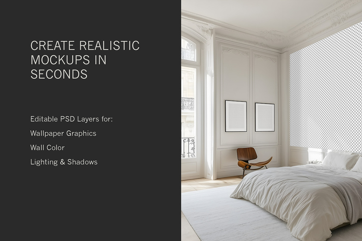 Paris Home | Bedroom No. 3 Mockup, a Household Mockup by Blixa 6 Studios (Photo 3 of 8)