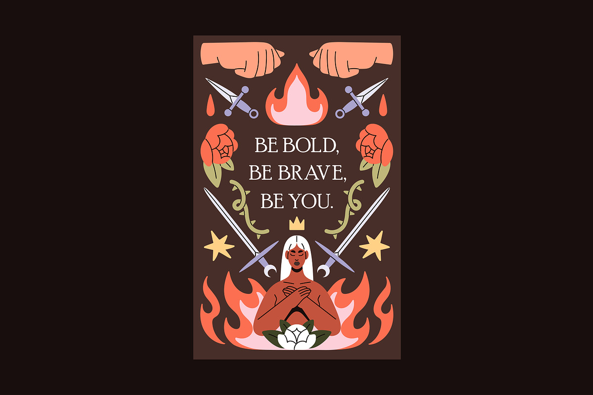 Woman power boho cards, posters set, a Decorative Illustration by PaperTrident (Photo 4 of 7)