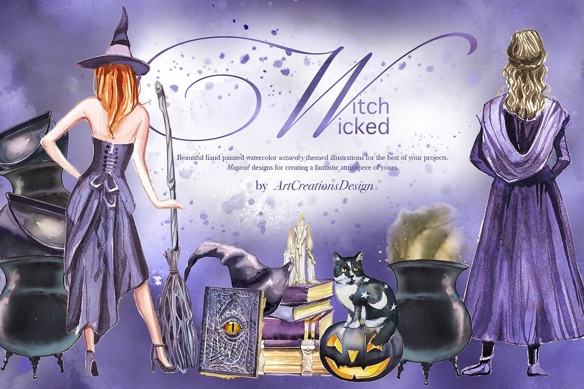 Watercolor Fantasy Clipart Bundle, a Person Illustration by ArtCreationsDesign (Photo 8 of 22)