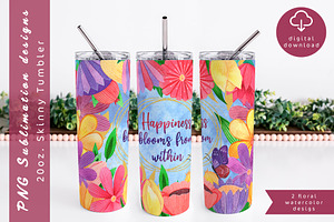 Flower watercolor tumbler design