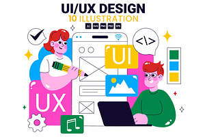 10 Ui Ux Design Vector Illustration, a Technology Illustration by denayunebgt