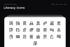 Literacy icons, an Outline Icon by Wencory