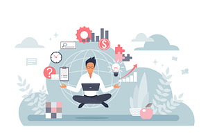Businessman multitasking productivit, a Finance Illustration by Lemberg Vector