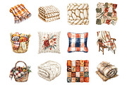 Fall Plaid Blankets Clipart, a Seasonal Illustration by Designking (Thumbnail 2 of 5)