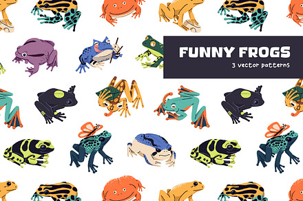 Frogs and toads seamless patterns, a Pattern Graphic by PaperTrident
