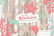 Seashells Clipart in Mint & Coral, an Illustration by Amanda Ilkov (Thumbnail 2 of 5)