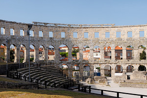 Ancient ruins of the Roman Amphitheatre, Istria peninsula. Pula, Croatia., an Architecture Photo by Bepslabor