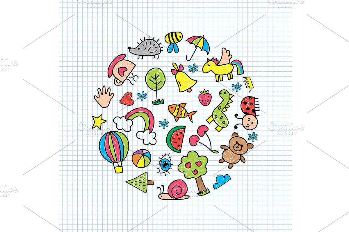 Kids background. little kids drawn, an Illustration by Onyx