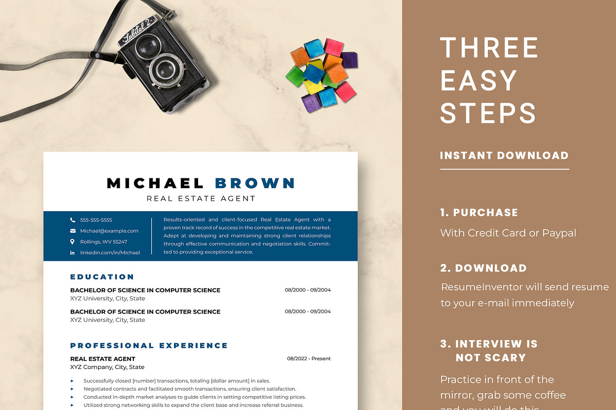 Real Estate Agent Resume Template, a Resume Template by ResumeInventor (Photo 9 of 9)