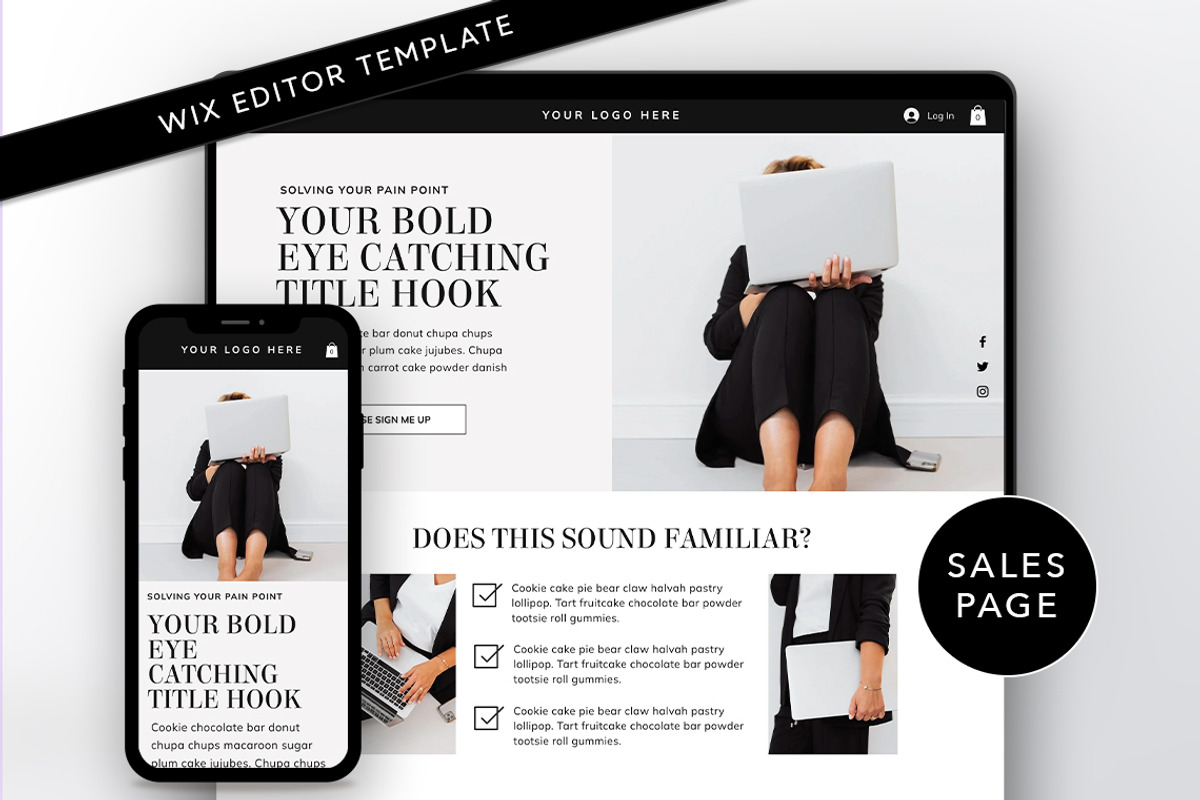 Minimal Faceless Sales Page, a Wix Template by Template Twist Shop (Photo 1 of 10)