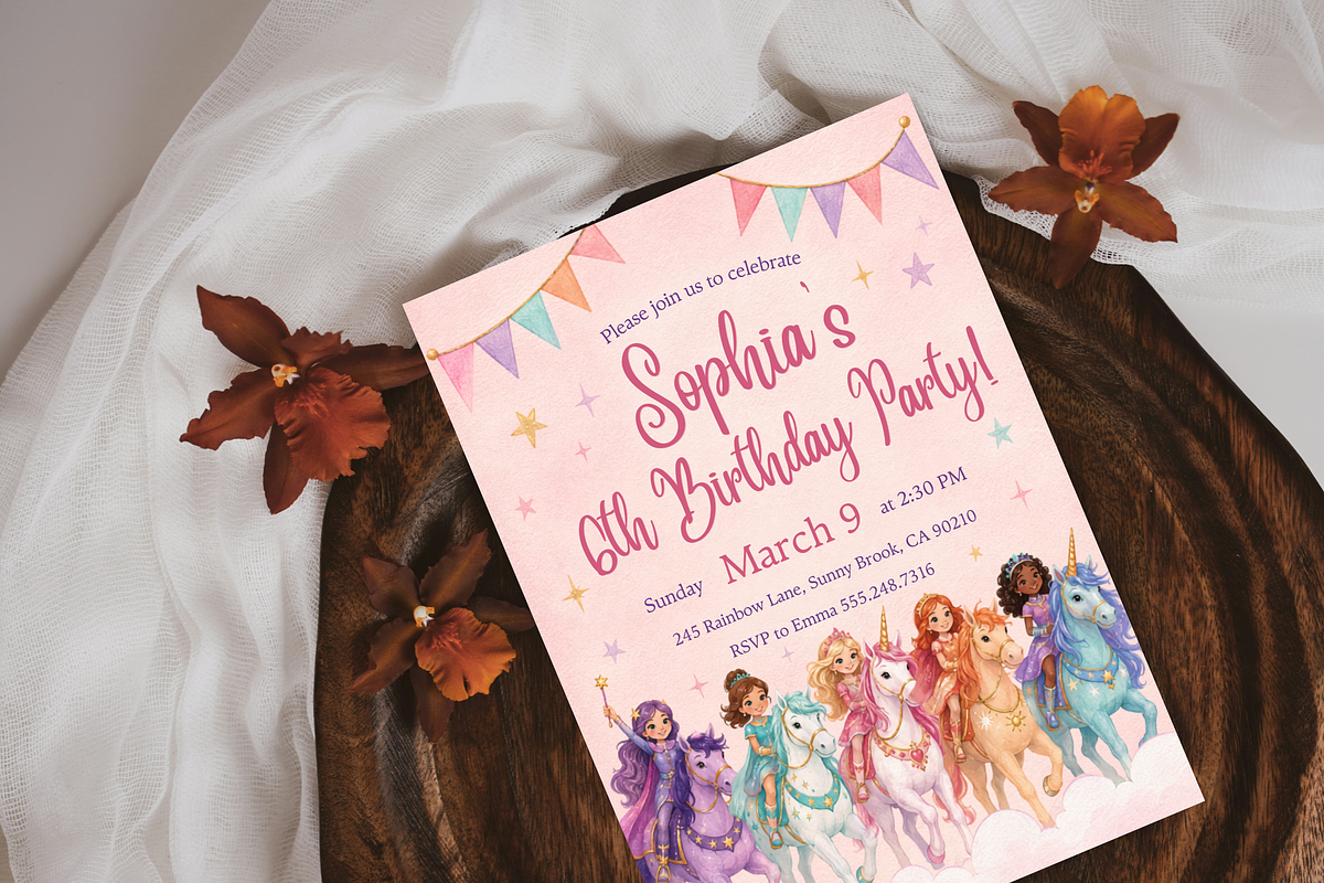 Unicorn Birthday Invitation, an Invitation Template by heynomi (Photo 5 of 19)