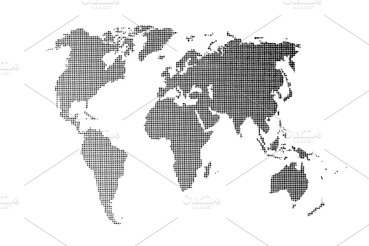 world map made of dots on a white, a Technology Illustration by Nenahliadava Design