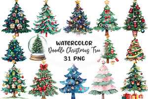 Cute Doodle Christmas Tree Sublimati, an Illustration by CraftArtStudio