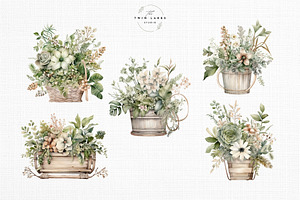 Watercolor Rustic Planters