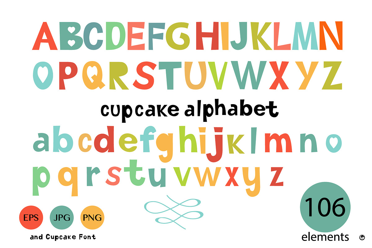 Cupcake Alphabet and font, a Sans Serif Font by Olillia (Photo 1 of 5)