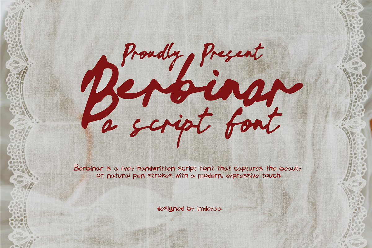 Berbinar | A Ink Script Font, a Script Font by imdeyaa (Photo 1 of 8)